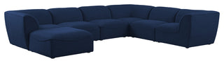 Miramar Linen Textured Fabric  7-Piece Modular U-Shaped Sectional, Navy