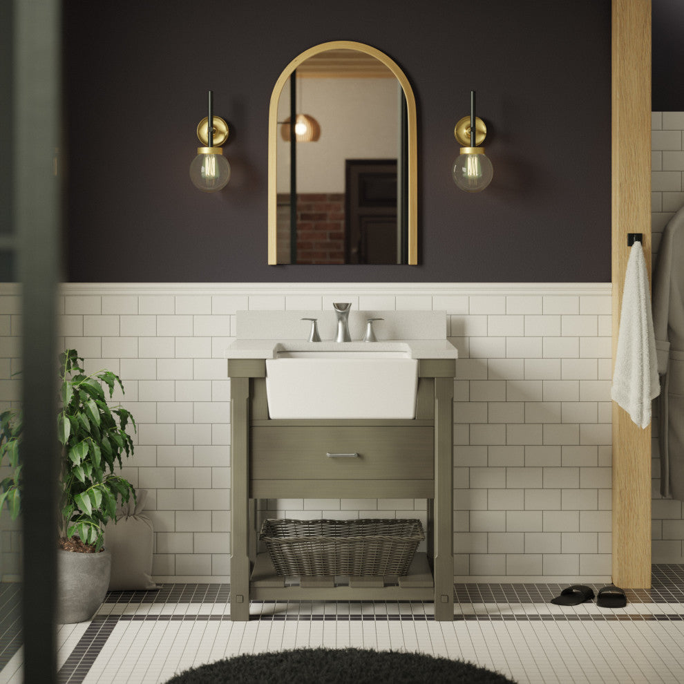 Charlotte 30" Bathroom Vanity, Weathered Gray, Quartz