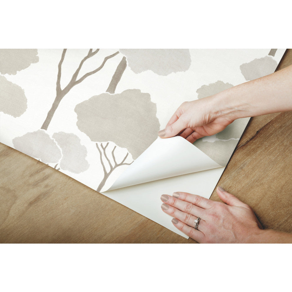 Umbrella Pines Peel and Stick Wallpaper, White