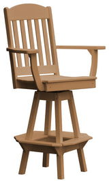 Poly Lumber Classic Swivel Bar Chair with Arms, Cedar