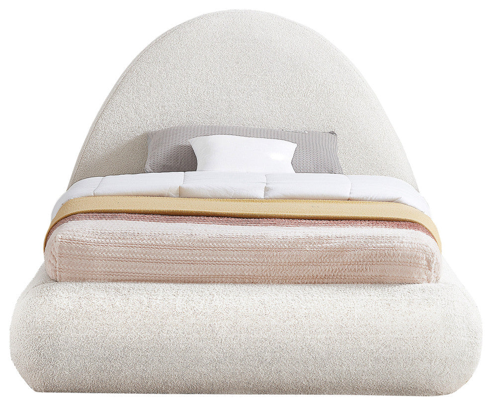 Rudy Cream Teddy Fabric Twin Bed