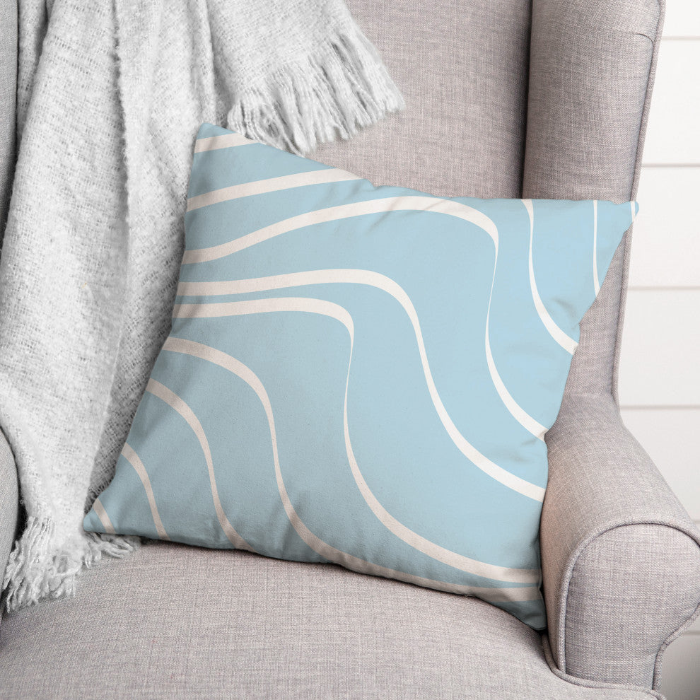 Blue Wavy Lines 18x18 Spun Poly Pillow