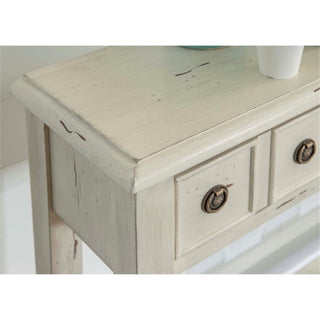 Linon Sadie Long Wood Console Table in Cream