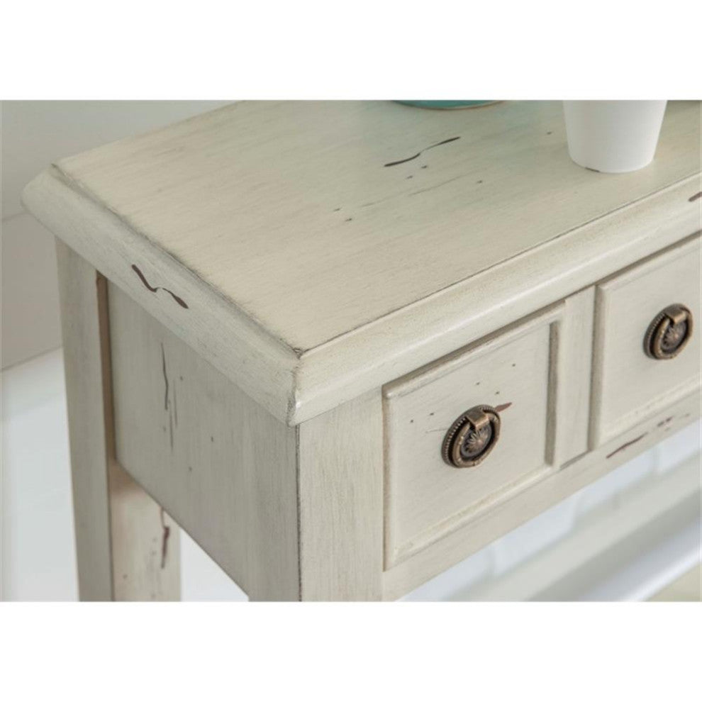 Linon Sadie Long Wood Console Table in Cream