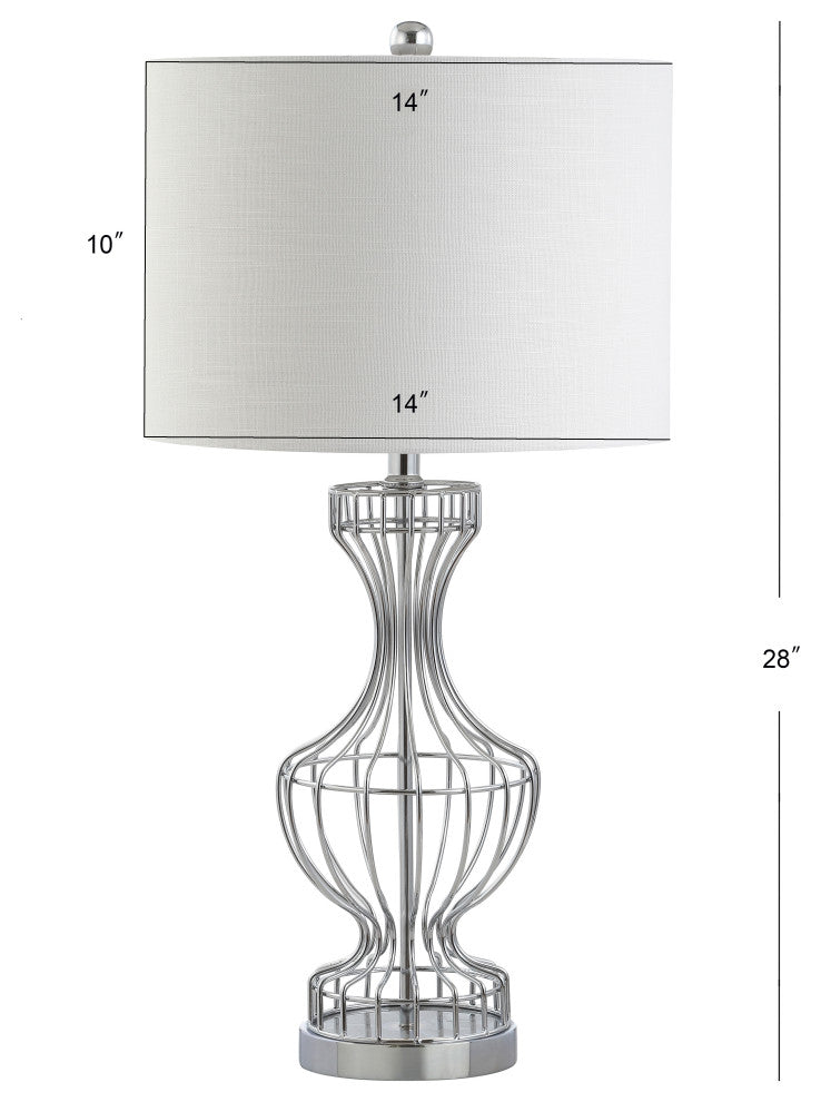 Honore 28" Metal Wire Frame Table Lamp, Chrome
