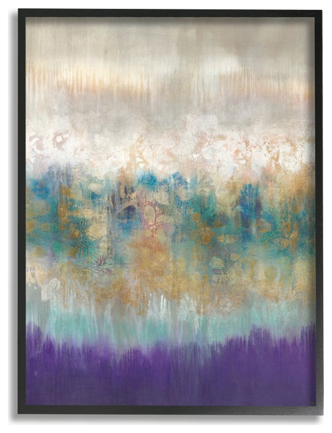 Elegant Purple Grey Gold Brush Stroke Abstract Painting,1pc, each 16 x 20