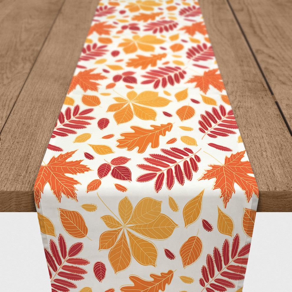 Autumn Leaves Pattern 16x90 Cotton Twill Runner