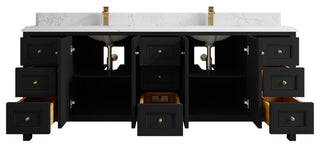 Nashville 84" Double Sink Bath Vanity, Black 1.5" Empira Quartz
