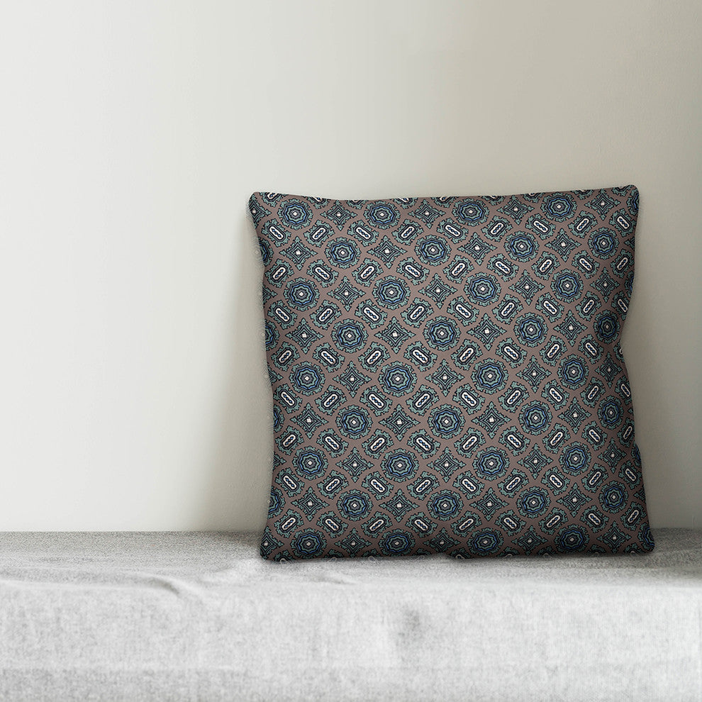 Mandala Pattern, Blue Throw Pillow Cover, 16"x16"