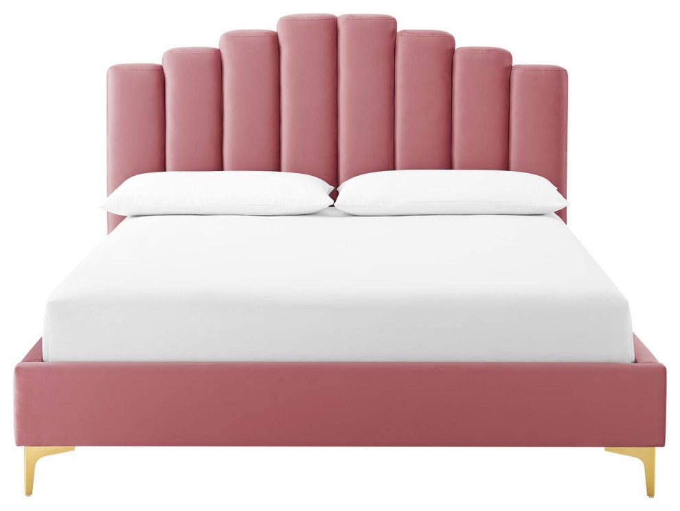 Olivia Queen Performance Velvet Platform Bed