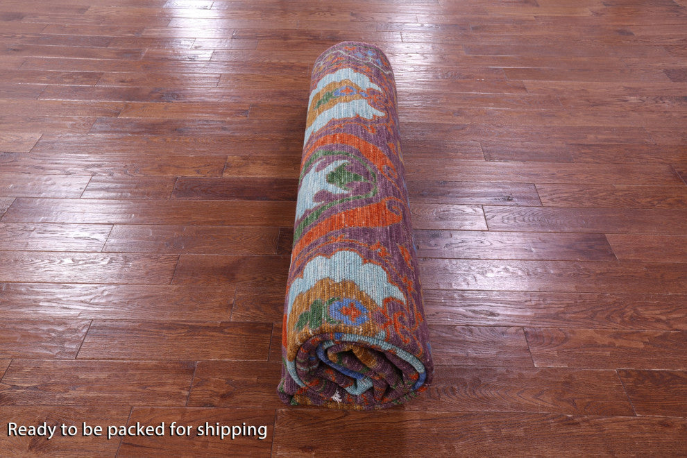 9' 2" X 12' 1" Handmade William Morris Wool Rug - Q15424