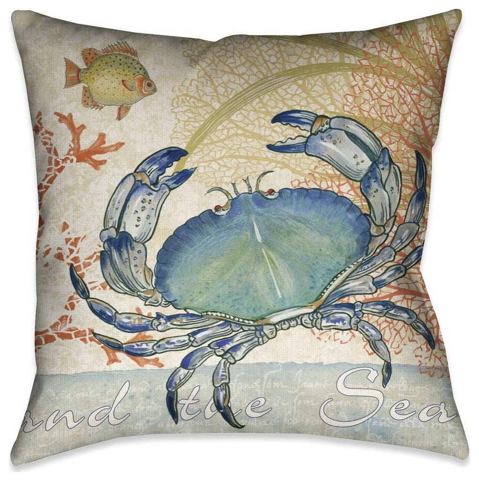 Laural Home Oceana Crab 18" X 18" Indoor Decorative Pillow
