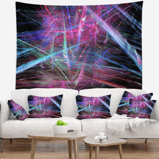 Pink Blue Magical Fractal Pattern Abstract Wall Tapestry, 80"x68"