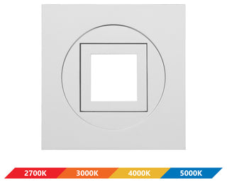 4" White Square Multi-Adjustable Recessed LED Downlight, 2700k