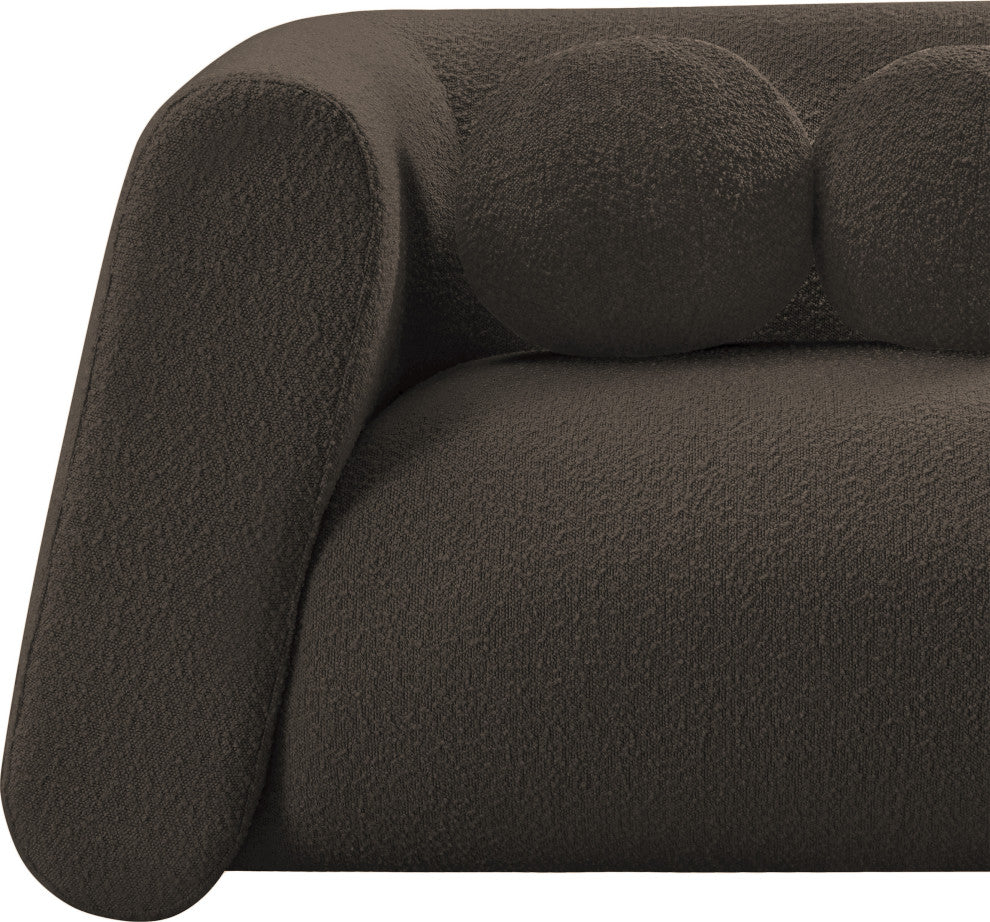 Abbington Boucle Fabric Upholstered Sofa, Brown