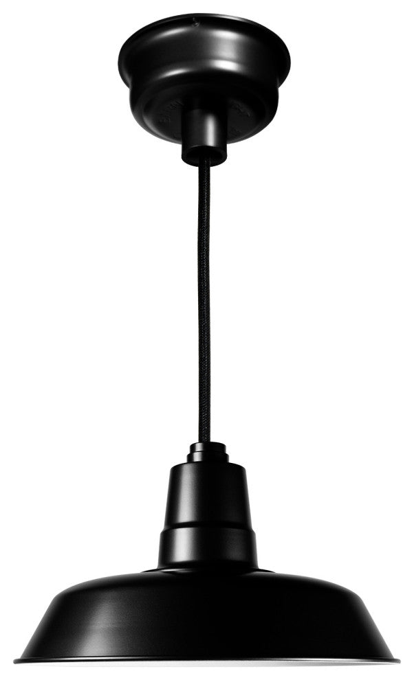 12" Vintage LED Farm House Light in Matte Black with 7' Adjustable Cord