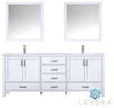Jacques 80" Double Vanity Cabinet Carrara Marble Top Sinks, 30" Wall Mirrors
