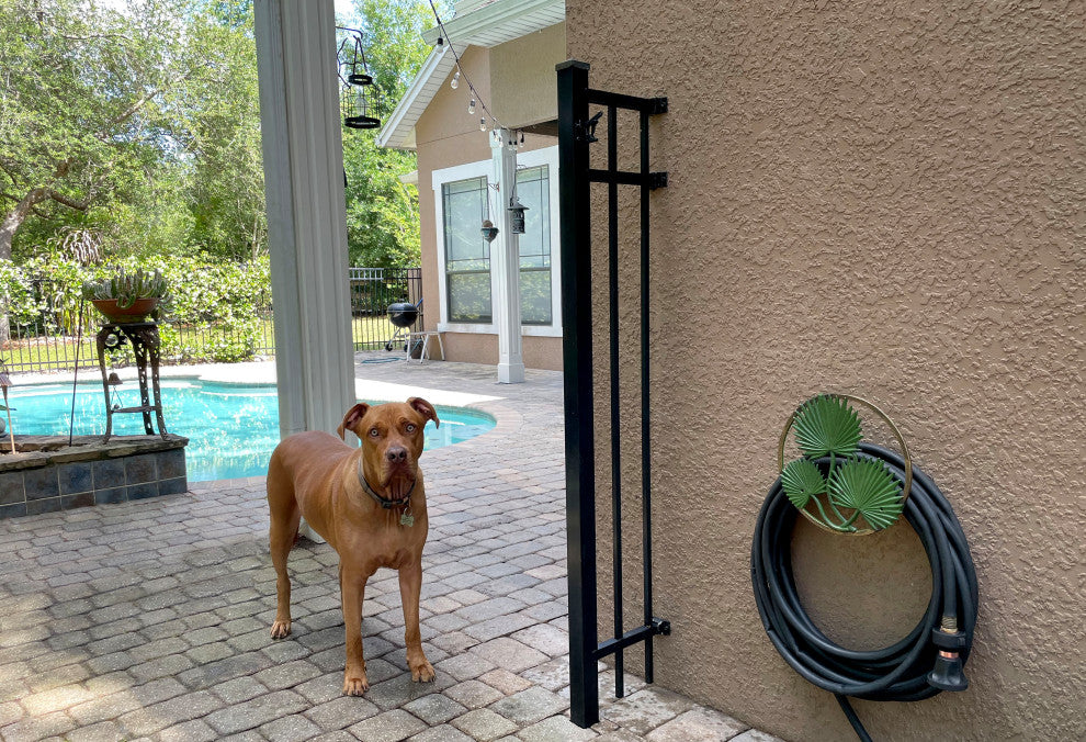 Green Palm Frond Hanging Cast Iron Decorative Wall Mounted Garden Hose Holder