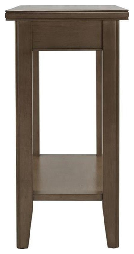 Leick Home 10505-GR Laurent Solid Wood Narrow End Table with Shelf in Smoke Gray