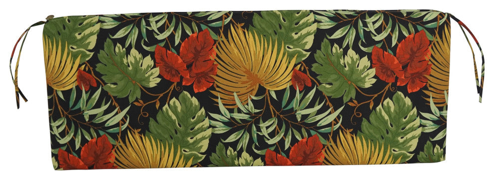 48"X19" Patterned Outdoor Spun Polyester Loveseat Cushion, Tropique Raven