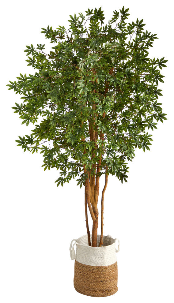 6'' Japanese Maple Artificial Tree, Handmade Natural Jute and Cotton Planter