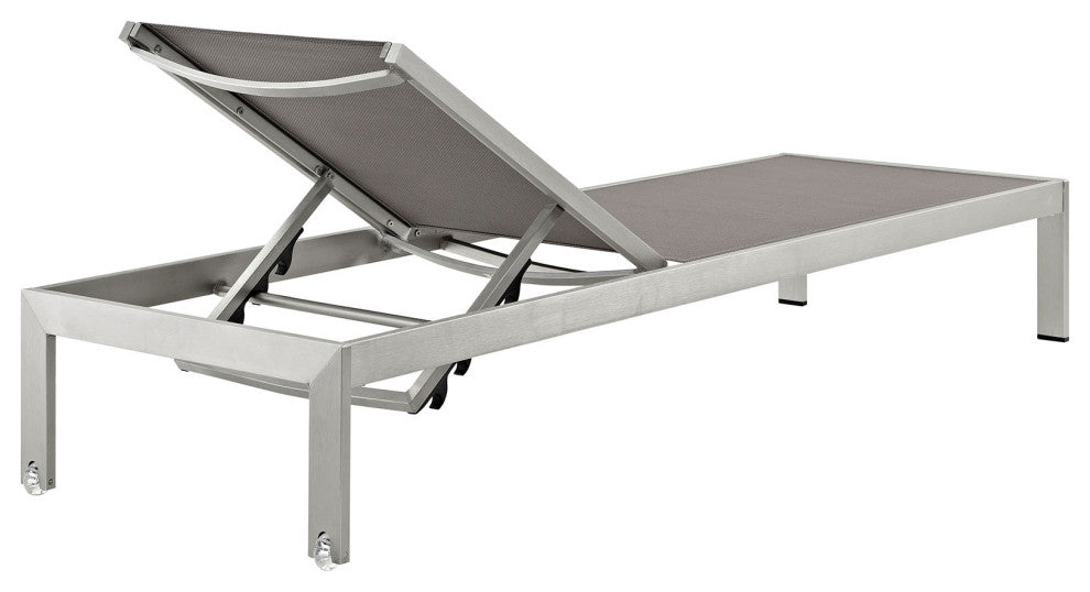 Silver Gray Shore Chaise Outdoor Patio Aluminum Set of 6