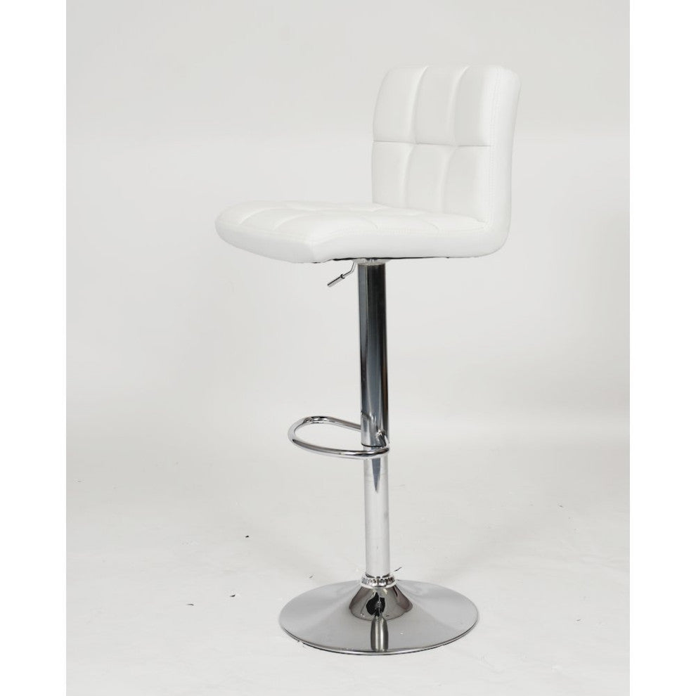 Biscc 2 Swivel Elegant PU Leather Modern Adjustable Hydraulic Bar Stools, White