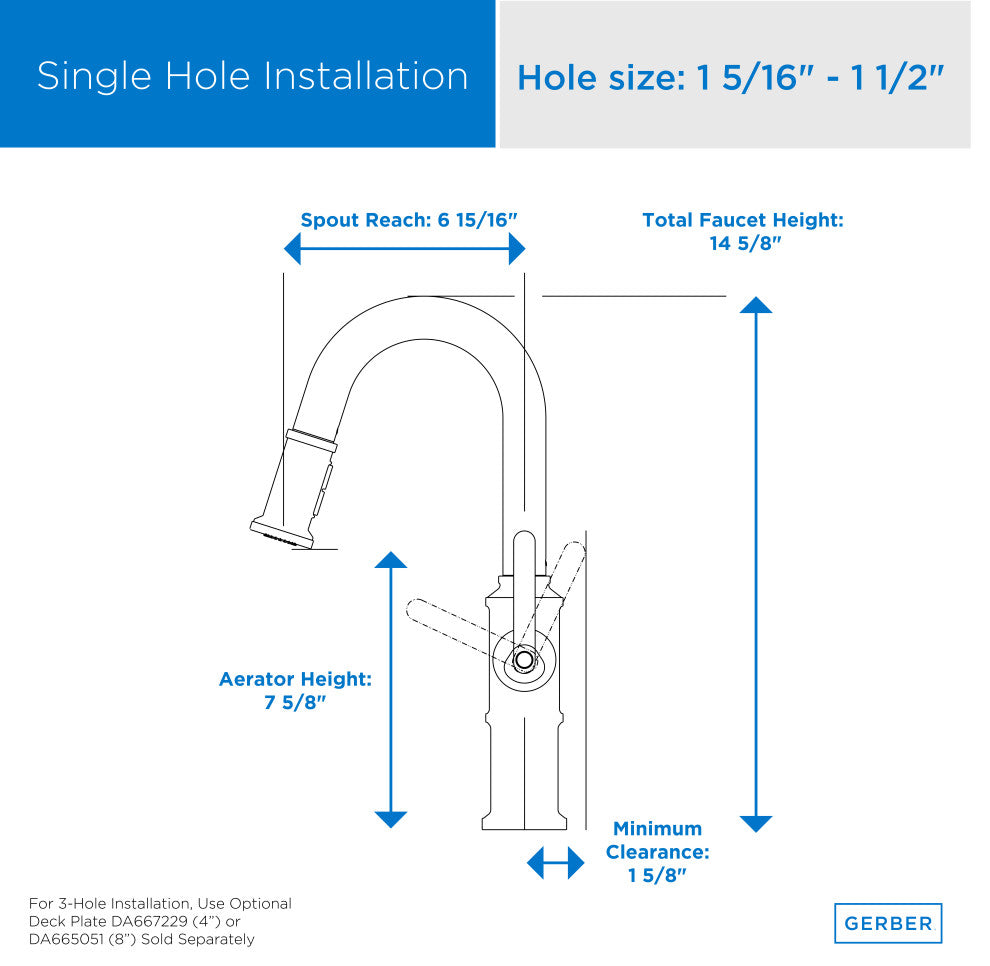 Kinzie Single Handle Pull-Down Prep Faucet, Chrome