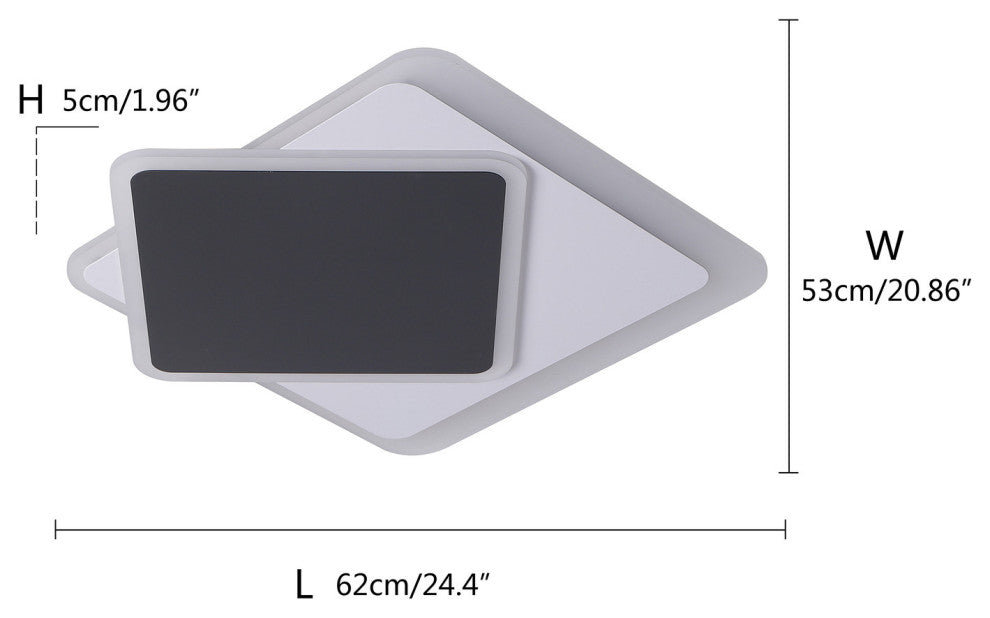 2-Light LED Flush Mount Light Unique Statement Square Ceiling Light, Black/White