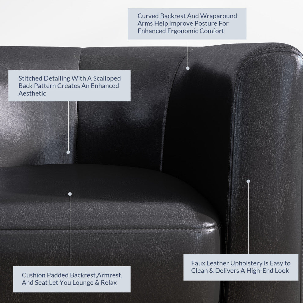 Modern Club Chair Barrel Design, Black