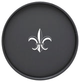 Kasualware 14" Round Serving Tray, Black Fleur De Lis