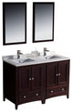 Fresca Oxford 48" Mahogany Traditional Double Sink Bathroom Vanity
