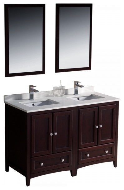 Fresca Oxford 48" Mahogany Traditional Double Sink Bathroom Vanity