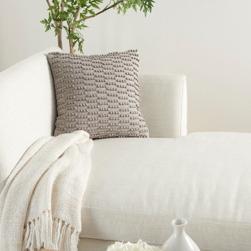 Mina Victory GC380 Throw Pillow, Light Grey, 18"X18"