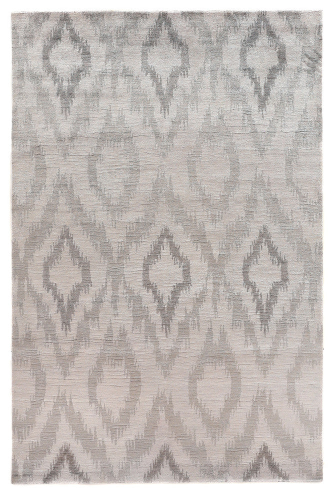 Bamboo Silk Hand-Knotted Light Silver/Gray Area Rug, 8'x10'
