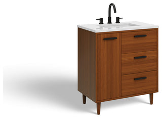 The Darby Bathroom Vanity, Teak, 30", Single Sink, Freestanding
