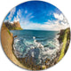 Arctic Sea And Coastline Panoramic View, Landscape Round Artwork, 38"