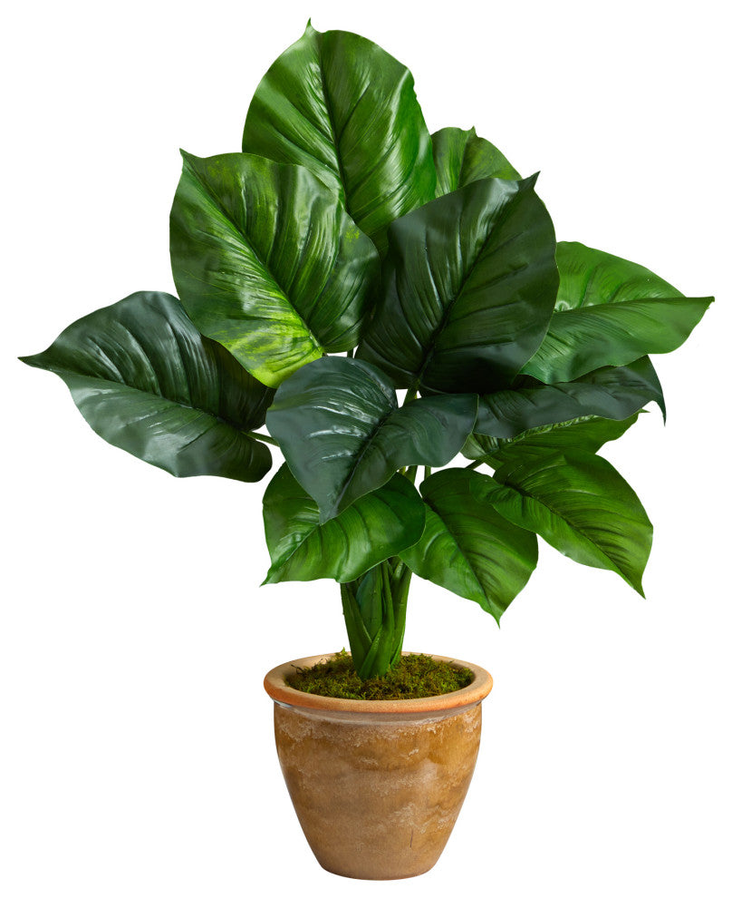 30" Large Philodendron Leaf Artificial Plant, Decorative Planter