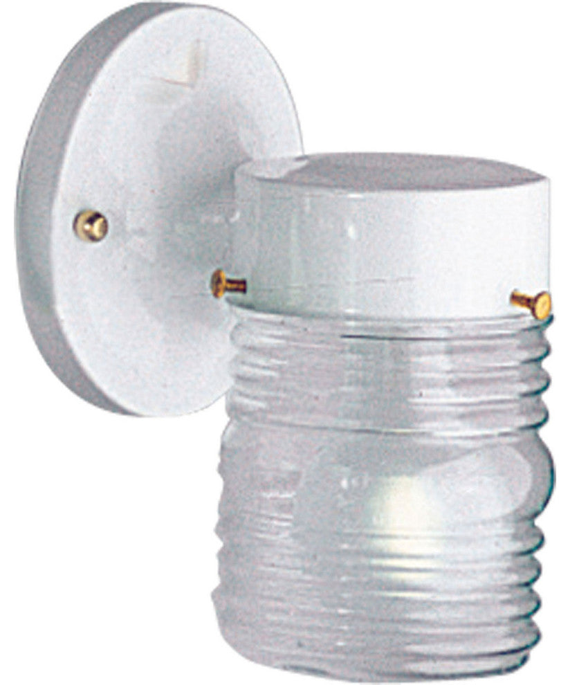1-Light Wall Lantern Powder-Coated Finish With Clear Marine Glass, White