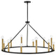 Lark Lazlo 38" Large Single Tier Chandelier, Black + Lacquered Brass