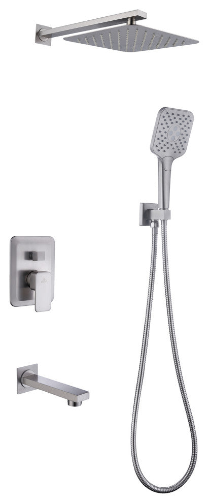 9inch Shower System Brushed Nickel Dual Head Waterfall Shower Bar System, Brushed Nickle