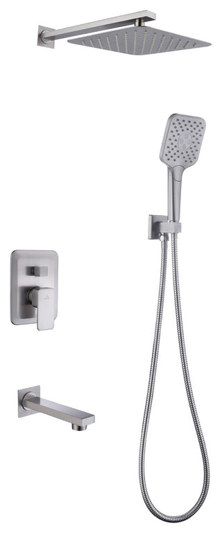 9inch Shower System Brushed Nickel Dual Head Waterfall Shower Bar System, Brushed Nickle