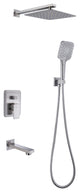 9inch Shower System Brushed Nickel Dual Head Waterfall Shower Bar System, Brushed Nickle