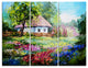 "House in the Village Oil Painting" Metal Wall Art, 3 Panels, 36"x28"