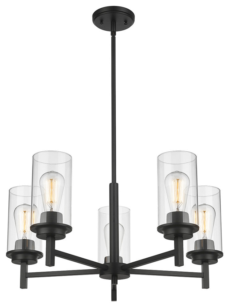 5 Light 30" Matte Black Chandelier
