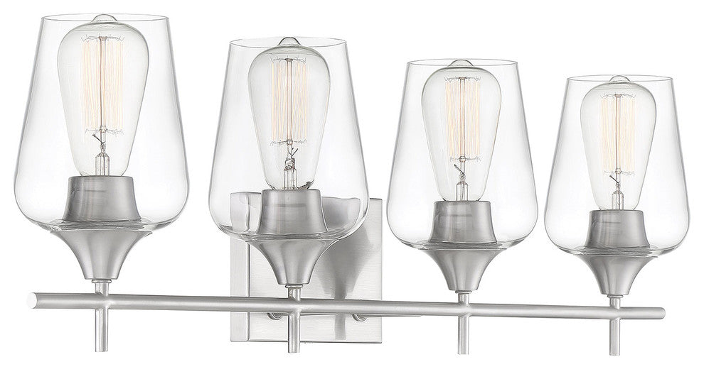 Octave Bathroom Vanity Light, Satin Nickel, 4-Light