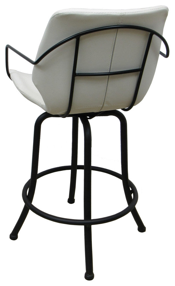 Swivel Metal Counter 26" 30" or 34" Bar Stool - Asheville, White - Black, 30"