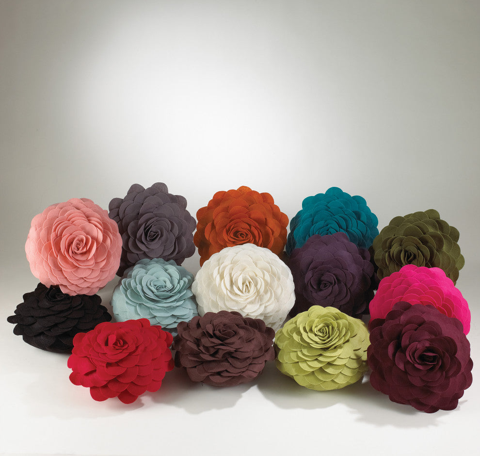 Circular Multicolor Flower Decorative 13"Round Throw Pillow, Kiwi, 13"x13"