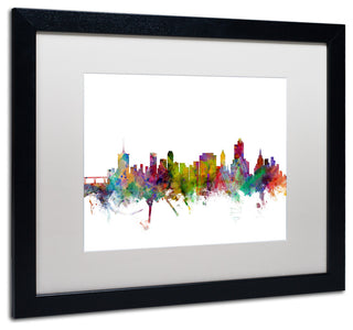 "Tulsa, Oklahoma Skyline" Matted Framed Canvas Art by Michael Tompsett