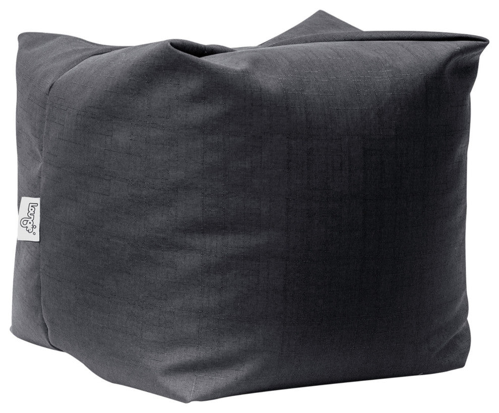 Loungie Magic Pouf Beanbag 3-in-1 Ottoman/Chair/Floor Pillow, Black Linen